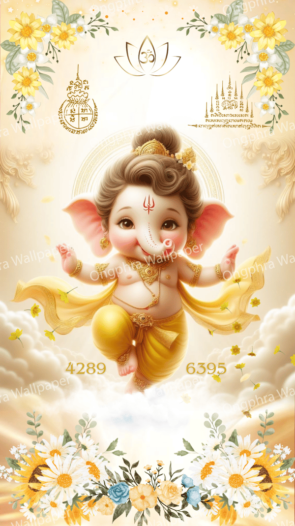 ဉာဏ်ပညာ၊ အောင်မြင်မှုနှင့် ဘဝတွင် လမ်းကြောင်းသစ်များ ဖွင့်လှစ်ပေးသည့် ငယ်ရွယ်သော ဂါနသနတ်ဘုရား၏ ကောင်းချီးမင်္ဂလာပုံရိပ်။